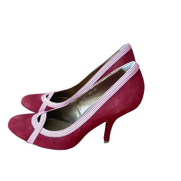 Fornarina Shoes - Fornarina Red & Pink Fornarina Suede Pumps - Size 39